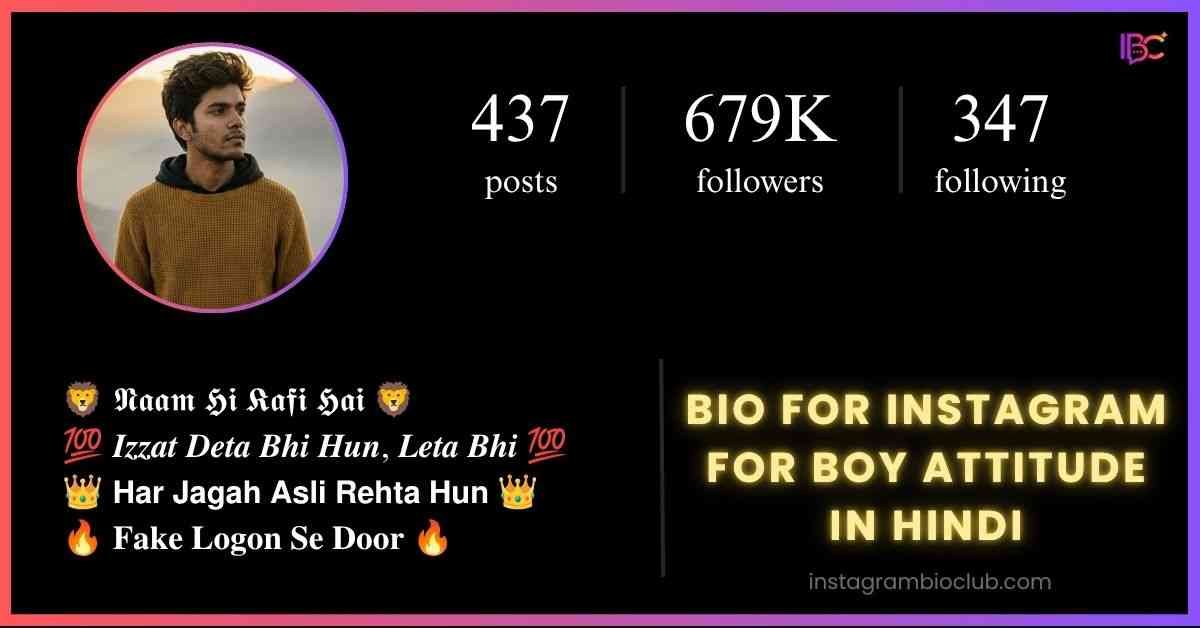 Bio For Instagram For Boy Attitude In Hindi​