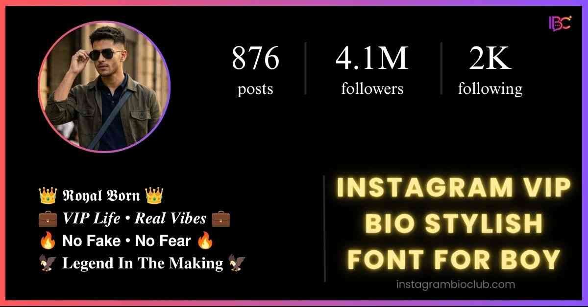 Instagram VIP Bio Stylish Font For Boy
