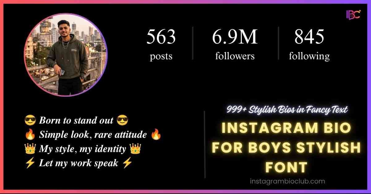 Instagram Bio For Boys Stylish Font